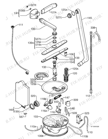 Взрыв-схема посудомоечной машины Zoppas PSN437 - Схема узла Hydraulic System 272